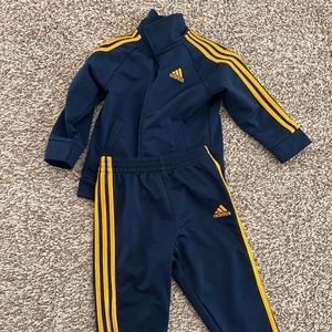 Navy and yellow adidas’s track suit,  18 months